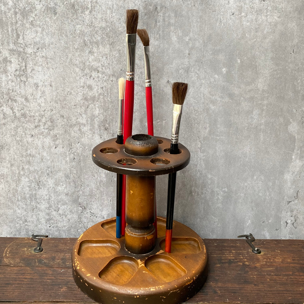 Vintage Wood Industrial Make-Up or Paintbrush Organiser Tidy