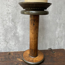 Load image into Gallery viewer, Vintage Ethnic Pillar Candle Stick - Wood &amp; Metal
