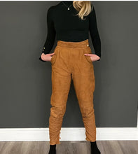 Load image into Gallery viewer, Women&#39;s Vintage Early 80s Orange Tan Tapered Leg Suede Trousers W28 L30
