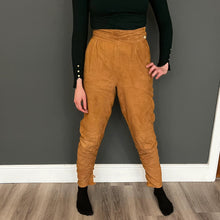 Load image into Gallery viewer, Women&#39;s Vintage Early 80s Orange Tan Tapered Leg Suede Trousers W28 L30
