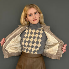 Load image into Gallery viewer, Vintage 80s Small Natural Wool Pinstripe Bomber Jacket
