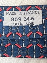 Load image into Gallery viewer, RARE Hermes Mens Silk Tie Vintage Chain Pattern Navy - 809 MA
