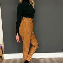 Load image into Gallery viewer, Women&#39;s Vintage Early 80s Orange Tan Tapered Leg Suede Trousers W28 L30
