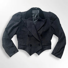 Load image into Gallery viewer, Vintage Black 1980s Cropped Laura Ashely Wool Jacket/Blazer
