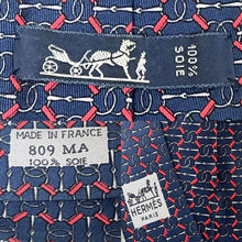 Load image into Gallery viewer, RARE Hermes Mens Silk Tie Vintage Chain Pattern Navy - 809 MA
