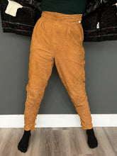 Load image into Gallery viewer, Women&#39;s Vintage Early 80s Orange Tan Tapered Leg Suede Trousers W28 L30
