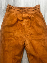 Load image into Gallery viewer, Women&#39;s Vintage Early 80s Orange Tan Tapered Leg Suede Trousers W28 L30
