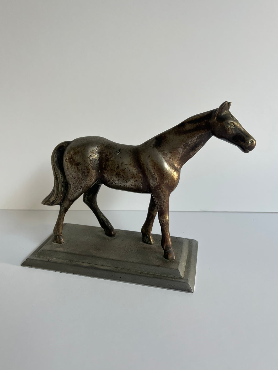 Vintage Antique Pewter Silver Horse Sculpture Ornament