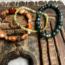 Load image into Gallery viewer, Trio of natural crystal gemstone stacking bracelets - Agate - Jade
